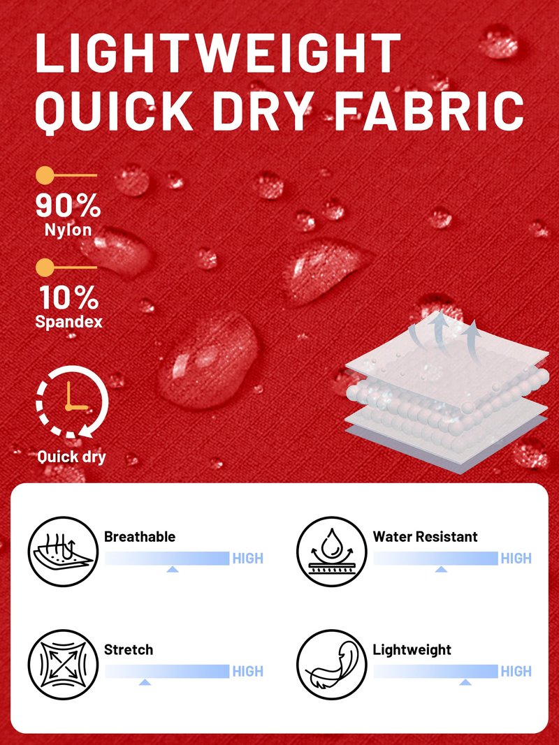 TACVASEN Mens Cargo Shorts Casual Dress Hiking Shorts Quick Dry Outdoor Waterproof Lightweight Tactical Work Fishing Travel Summer Red 40