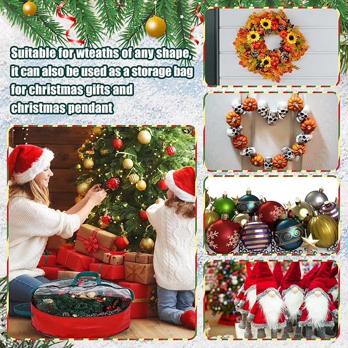 Shappy 8 Pcs Christmas Wreath Storage Bag Clear Wreath Box Wreath Storage Containers with Clear Window and Handle Christmas Garland Storage Containers for Xmas Holiday Seasonal Storage (36 Inch)
