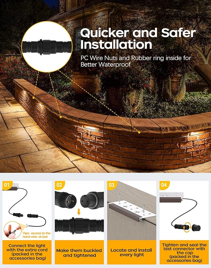7-Inch Landscape Lighting, Step Lights (12V-36V AC/DC), 2.5W, IP67 Waterproof, 2700K