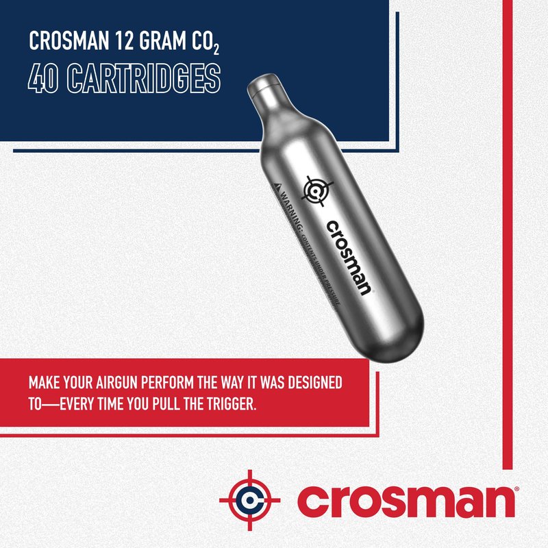 Crosman Powerlet CO2 Cartridges for Air Rifles, Air Pistols & Paintball - Snug Fit, Leak-Free Seal, Durable Metal Construction - Made in USA, Multi-Pack Options