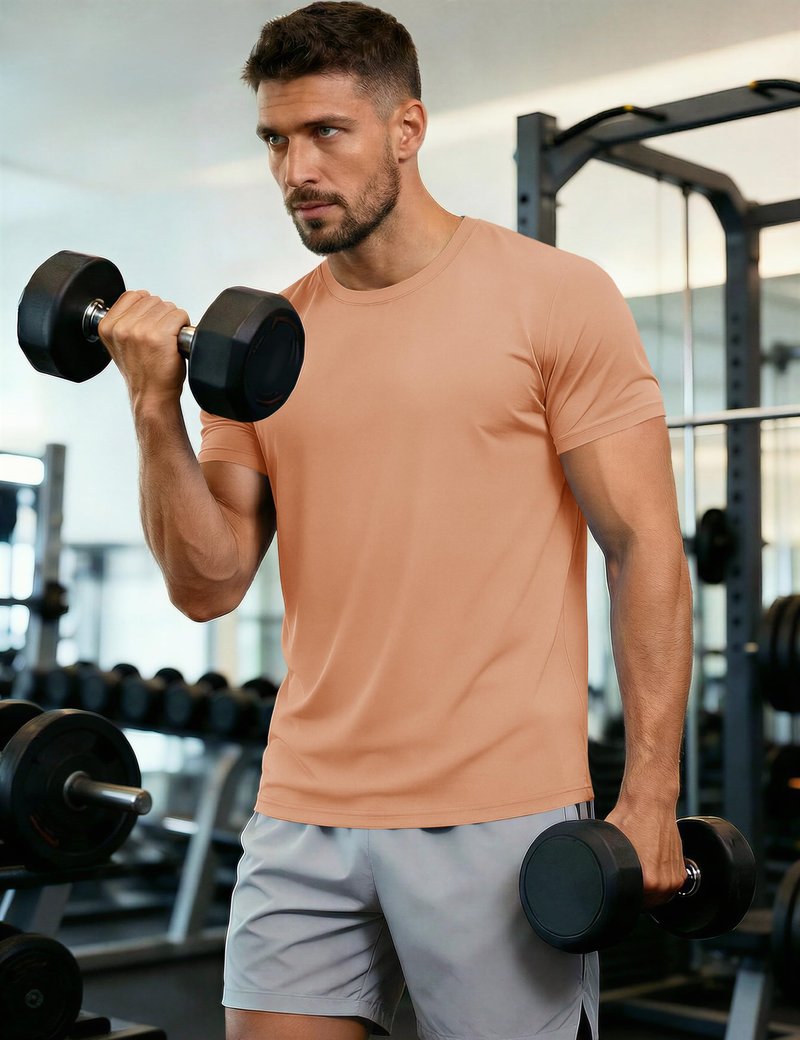 Mens Short Sleeve T Shirts Dry Fit Shirts Summer T Shirts UV Protection UPF 50 Shirts Athletic Active T-Shirt Apricot XL