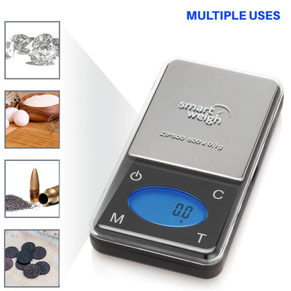 Smart Weigh ZIP600 Slim Digital Pocket Scale with Counting Feature 600 x 0.1g