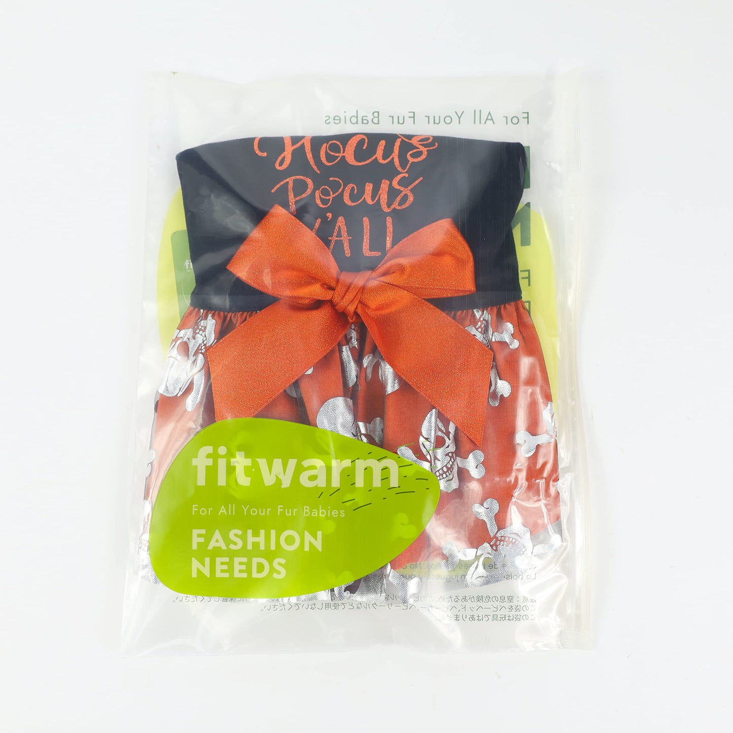 Fitwarm Hocus Pocus Y'all Funny Dog Halloween Tulle Dress, Holiday Dog Clothes for Small Dogs Girl, Funny Pirate Skull Pet Costume, Witch Cat Outfit, Orange, Black, Small