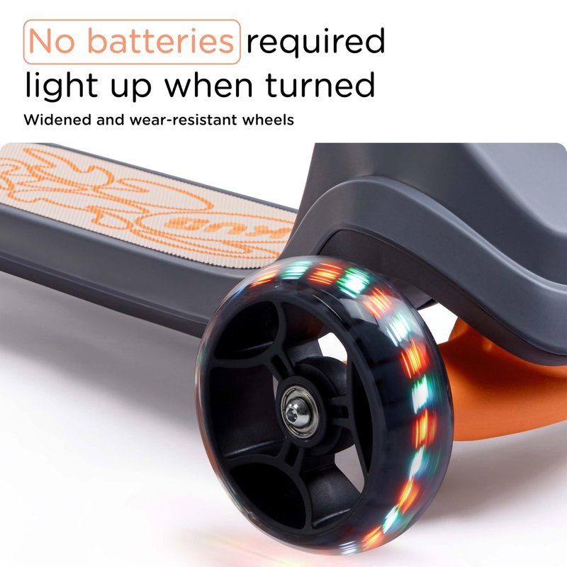 KUB 3-Wheel Toddler Scooter with LED Light-Up Wheels, Adjustable Height Handlebar, Lean-to-Steer, Extra-Wide Anti-Slip Deck - Easy-Fold Design for Boys & Girls Ages 2+