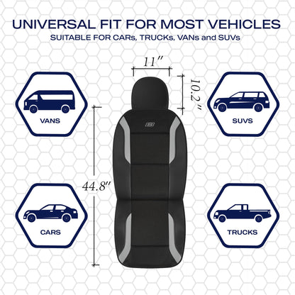Skechers Memory Foam Car Seat Covers, Air Cool Mesh Thick Seat Covers, Gray Two Front Car Seat Protector, Airbag Compatible, Automotive Comfort & Protection for Most Cars, Van,Trucks, SUV,Grey