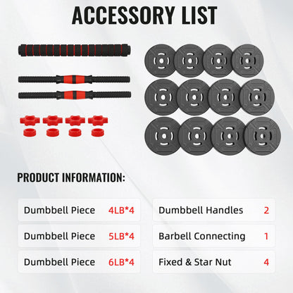 Fitvids Multi-Functional Portable Changeable Dumbbell and Barbell Kettlebell Set with Adjustable Weights, 40LBS or 60LBS Sets, 2-in-1 or 4-in1, Multiple Sizes