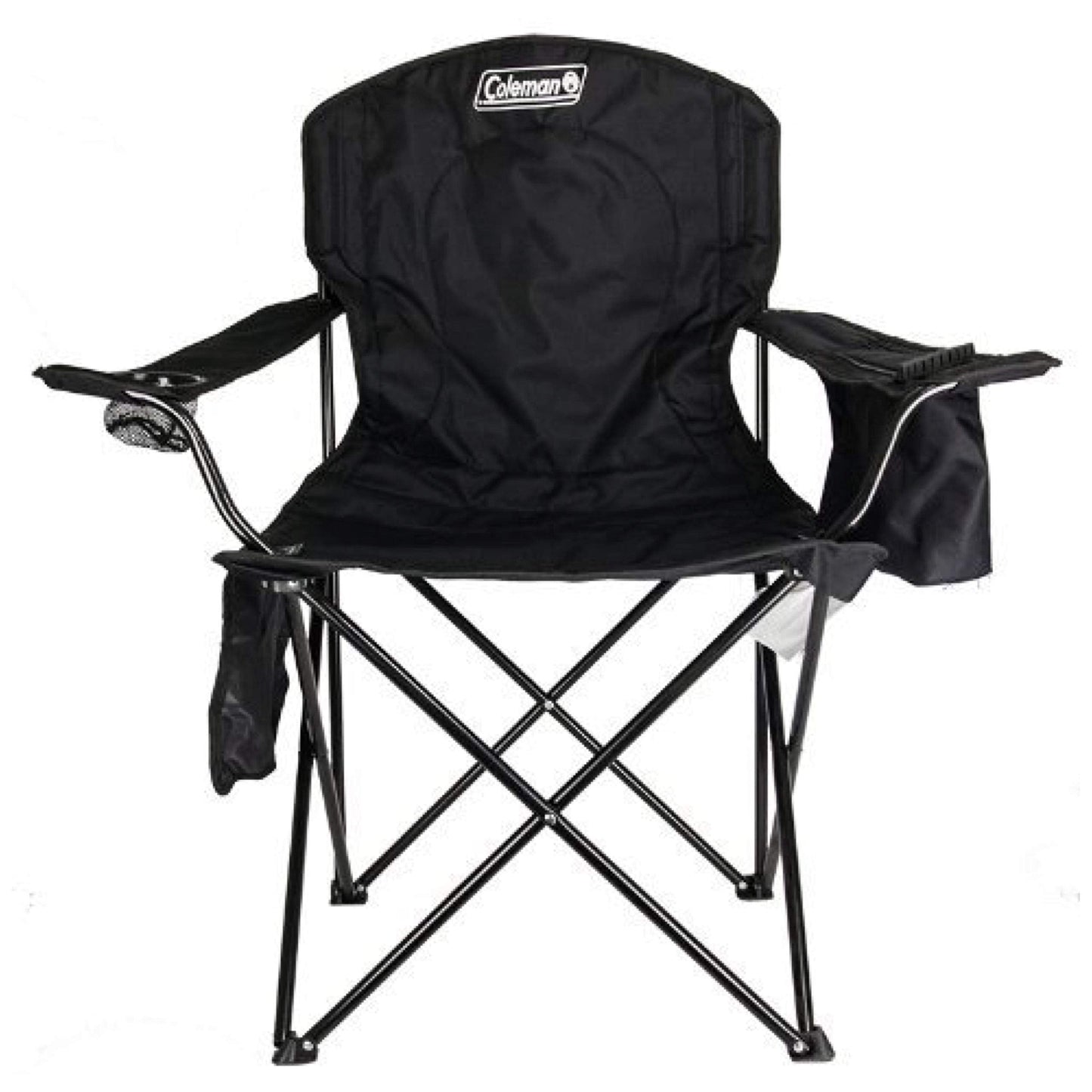 Coleman Portable Camping Chair with 4-Can Cooler, Cushioned Seat & Back with Side Pockets & Cup Holder, Carry Bag Included, Great for Camping, Tailgating, Firepits, Patio, & More