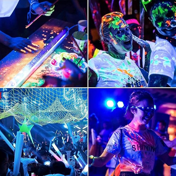500W 4 Pack LED Black Light,Black Flood Light Outdoor with Plug and Switch, IP66 Waterproof 395nm to 405nm LED UV Blacklight Neon Glow for Glow Party, Halloween, Fluorescent Poster, Body Paint