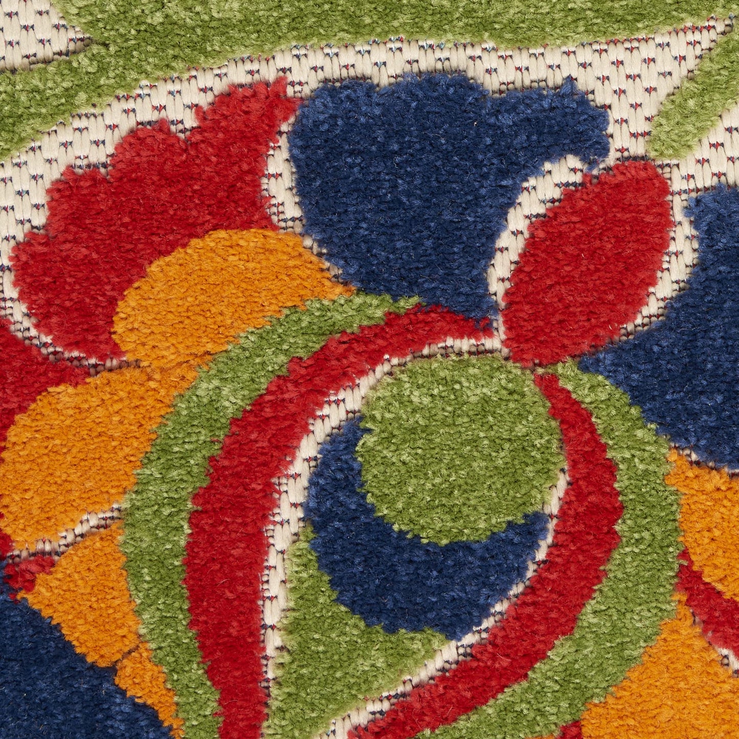 Nourison Home Aloha Multicolor 7'10" x Round Area Rug - Easy Clean, Non Shedding, Bed Room, Living Room, Dining Room, Kitchen (8' x Round)