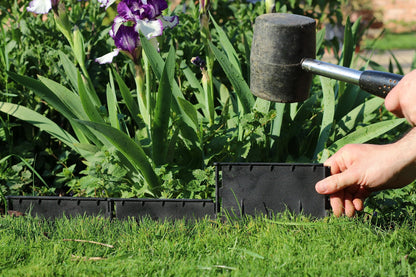 Easy to Install Lawn Edging Border - Simply Hammer into Place, No Trenches to Dig - Durable & Flexible Garden Edging - Invisible Grass & Path Edge from Recycled Plastic - 10.7 m / 35 ft Long