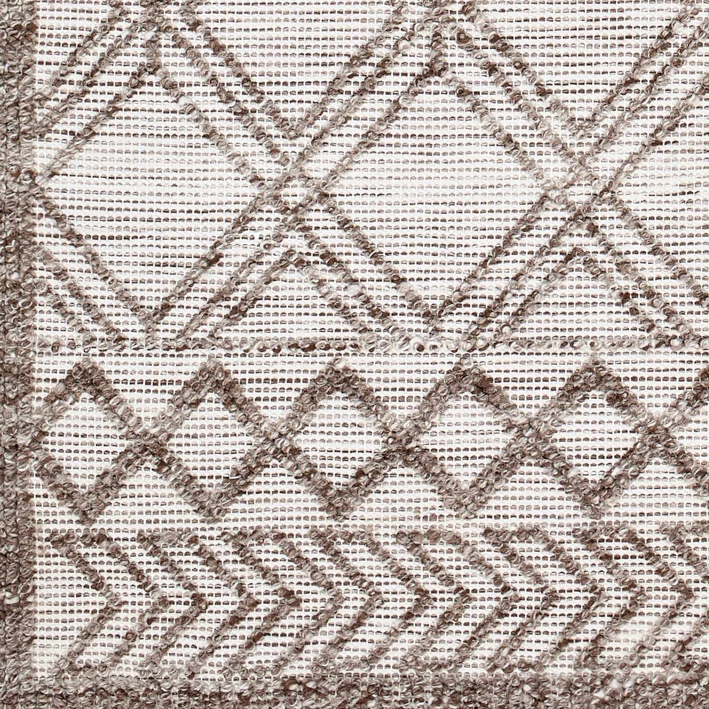 Hauteloom Whitney Recycled Material Area Rug - Geometric Diamond Trellis Lattice Border - Bohemian Transitional Moroccan Boho Tribal - Beige, Dark Brown, Cream, Brown, Taupe - 5' x 7'6"