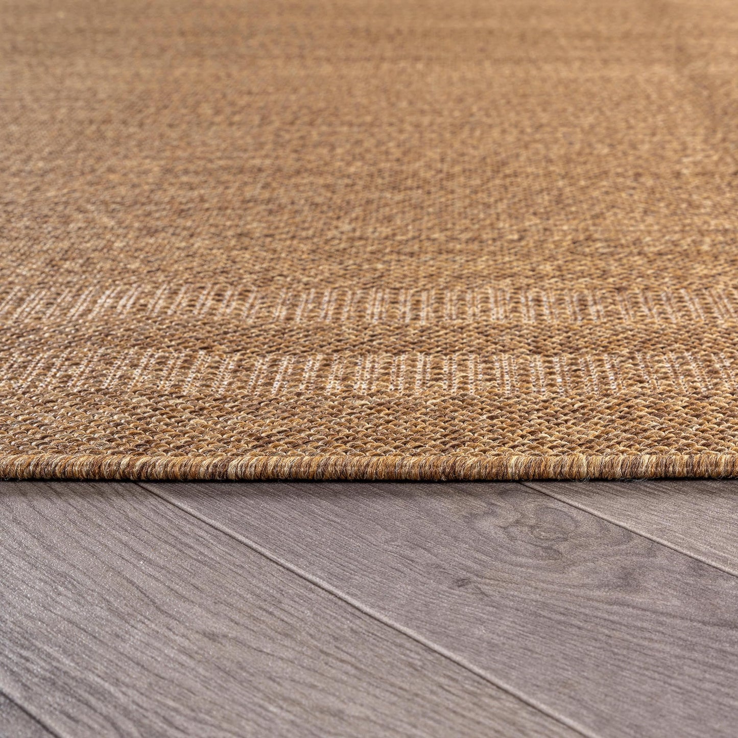Rugshop Border Stripe Indoor Outdoor Flat Woven Area Rug,Natural Jute-Style,Easy-Care Patio Rug for Backyard Porch Deck Balcony, 5' x 7' Sand/Natural