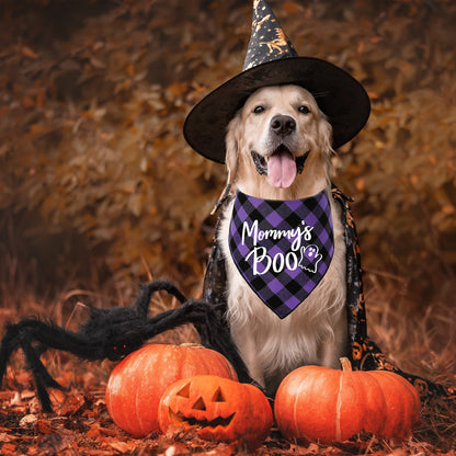 Halloween Dog Bandana, 2 Pack Holiday Cat Buffalo Halloween bib for Small Medium Large Dogs Pets Puppies (Small)