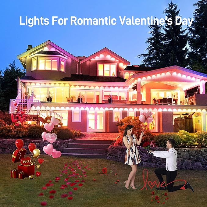 RGB&IC Permanent Outdoor Lights for House, 60ft 36 LED Eaves Light, Daily and Accent Lighting,212 Scene Modes, Alexa & Google Assistant Compatible, Daily Party Halloween Christmas House Decor