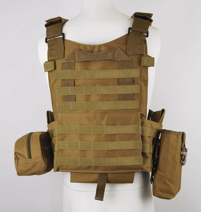Invenko Heavy Duty Tactical Molle Airsoft Vest Outdoor Hunting Paintball Sports Outdoor Gaming Security Gurad Duty Soft Vest (tan)