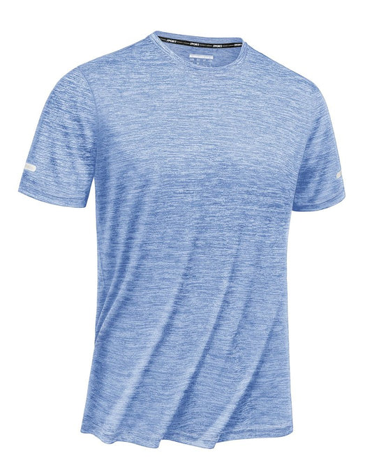 TACVASEN Workout Shirts for Men Short Sleeve Running Gym Athletic Dry Fit Shirts for Men Quick Dry Moisture Wicking Shirts for Men Light Blue