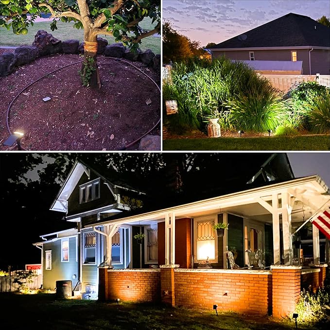 VOLISUN Solar Spotlight Outdoor, IP67 Waterproof Solar Landscape Spot Lights，Uplights for Yard Garden Pathway - 4 Pack (Warm White) 27 LED 3 Lighting Modes
