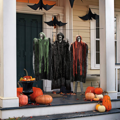 JOYIN Halloween Hanging Grim Reapers (3 Pack), One 47” and Two 35” Grim Reapers, Halloween Skeleton Flying Ghost for Haunted House Prop Décor, Outdoor Indoor Decor
