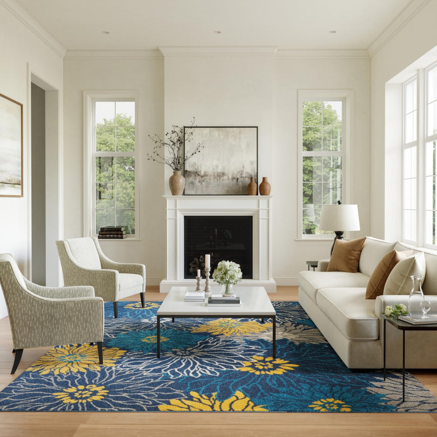 Nourison Home Passion Blue 8' x 10' Area Rug - Easy Clean, Non Shedding, Bed Room, Living Room, Dining Room, Kitchen (8' x 10')
