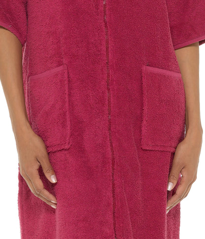 Ladies Undercover Zip Towelling Robe LN728 Wine 14-16