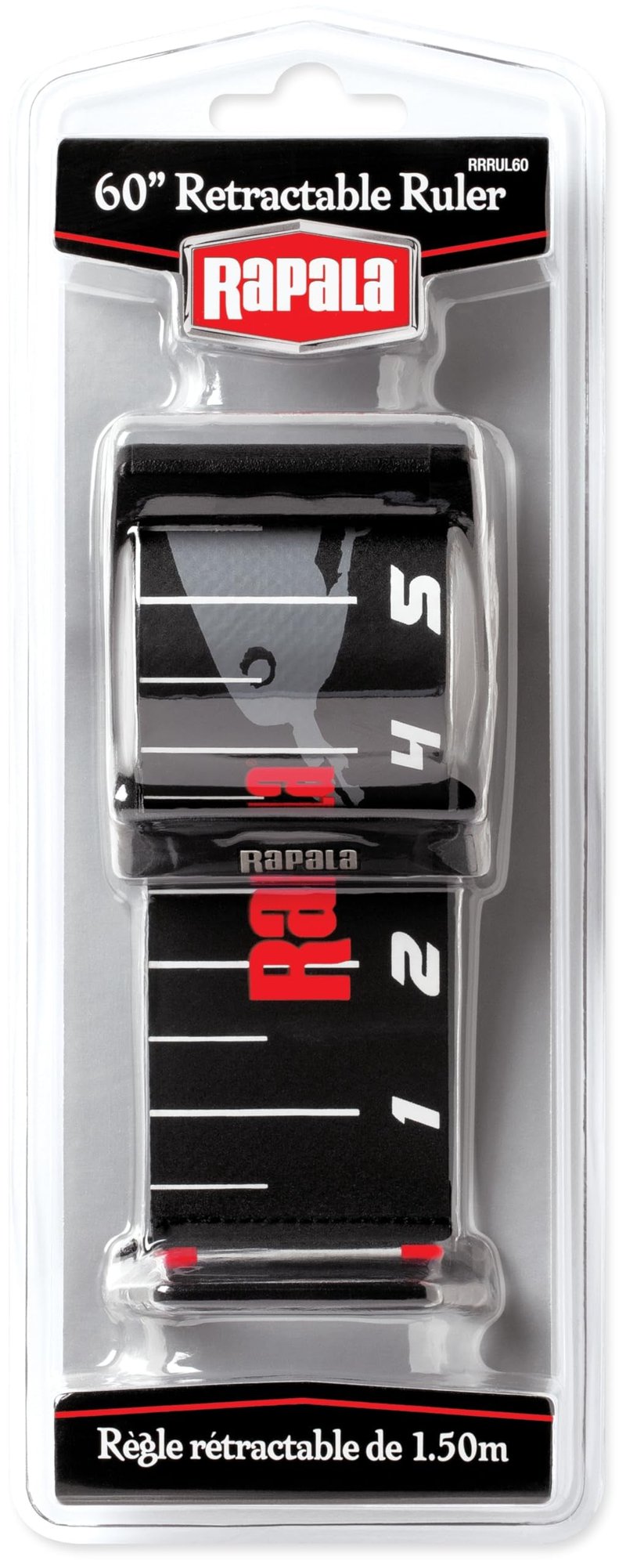 Rapala Retractable Ruler 60", Compact and Durable Measuring Tool for Anglers, Convenient Folding Design with Easy-to-Read Markings for Accurate Fish Measurements