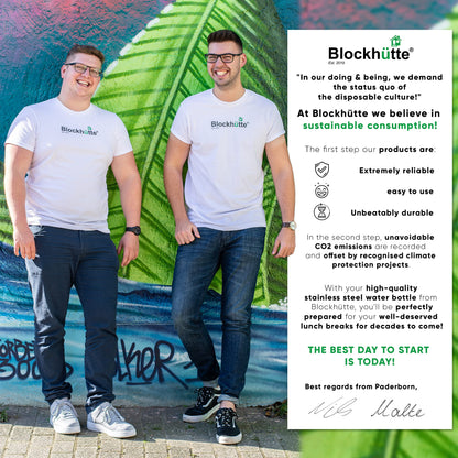 Blockhütte Vacuum Insulated Stainless Steel Water Bottle I 25 oz I Wide Mouth Metal Bottle for hot and cold drinks I BPA-Free I for Travel, School I Kids, Adults, Water Canteen, Sports, flask