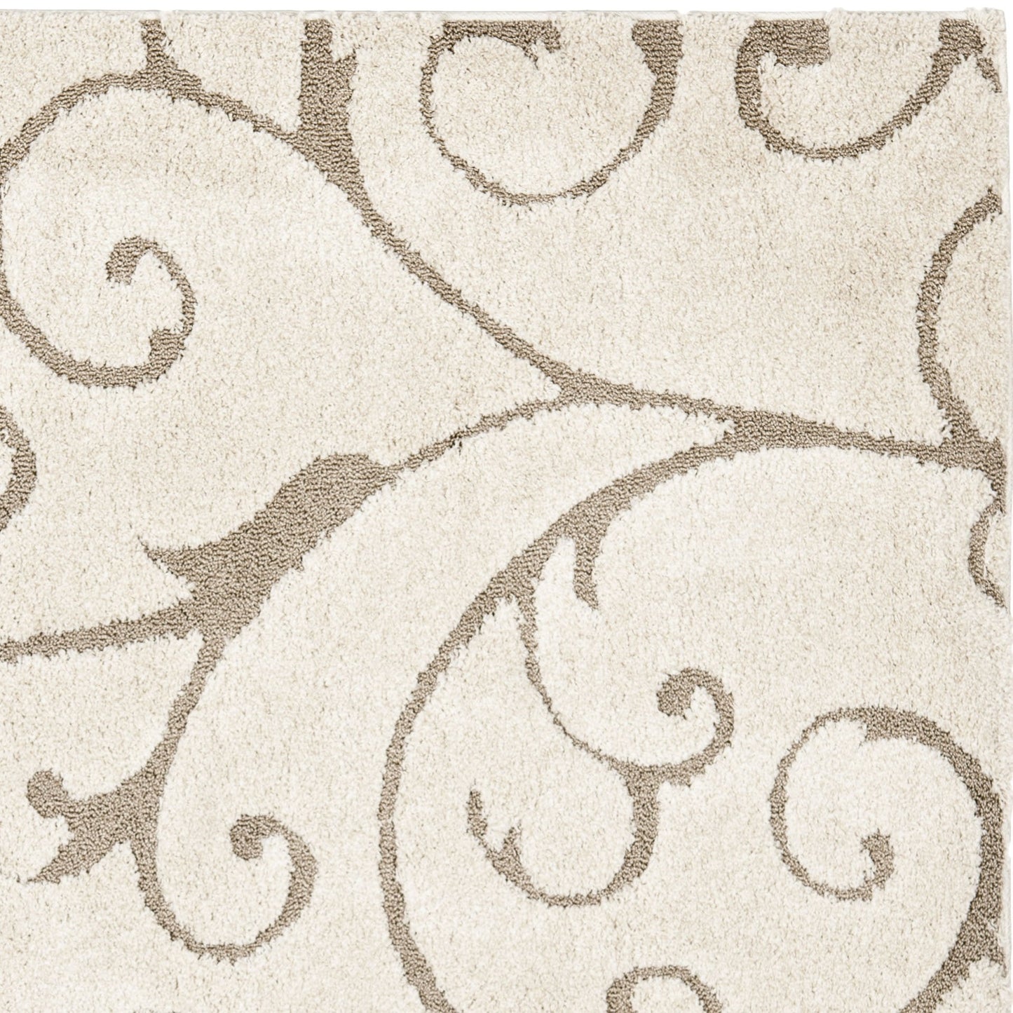 SAFAVIEH Florida Shag Collection Area Rug - 5'3" x 7'6", Cream & Beige, Scroll Design, Non-Shedding & Easy to Clean, High-Low Plush Pile, Ideal for Living Room, Bedroom, Dining Space (SG455-1113)