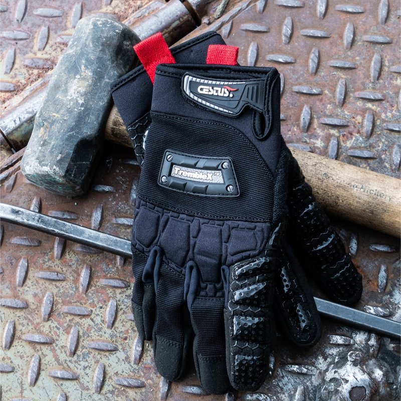 Cestus TrembleX, Anti Vibration Gloves, Gel Padded Palm, Work Gloves With Grip (Large)