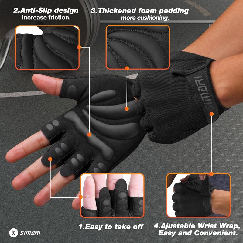 Breathable Workout Gloves for Men & Women - Padded Weight Lifting Gloves with Full Palm Protection | Great Grip for Gym, Cycling, Crossfit, Climbing