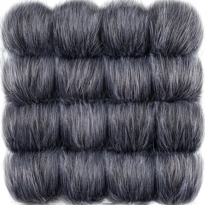 Tatuo 16 Pieces Faux Fur Pom Ball DIY for Hats Shoes Scarves Bag Pompoms Keychain Charms Knitting Hat Accessories(Dark Gray)