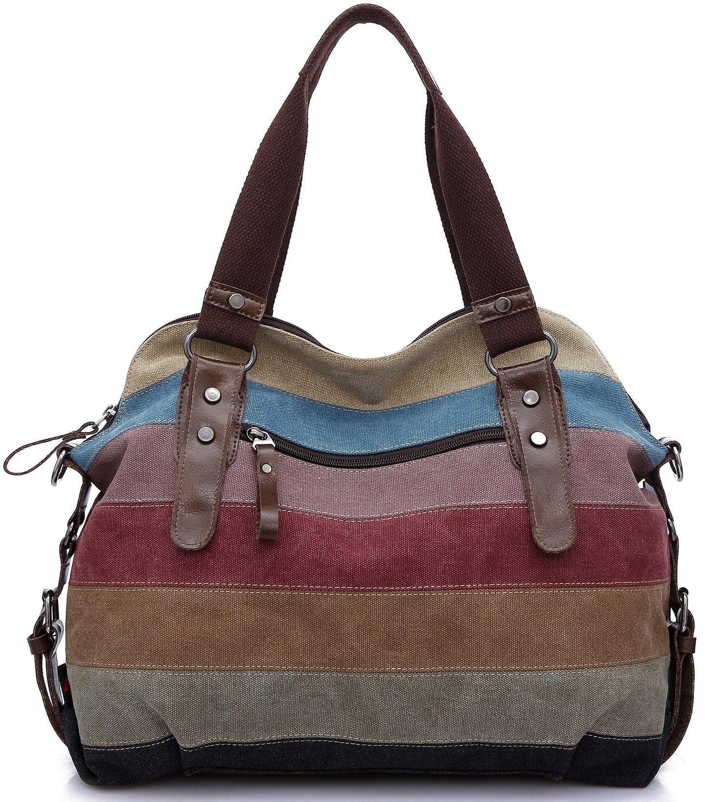 FreeMaster Women's Canvas Multi-Color Hobos Shoulder Bag Tote Handbag (Multi-Color-A)