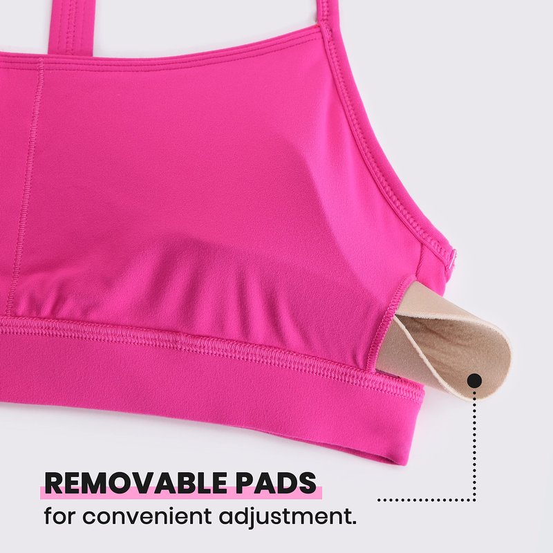 CRZ YOGA Butterluxe Y Back Sports Bras for Women - Padded Racerback Low Impact Spaghetti Thin Strap Workout Yoga Top Hibiscus Purple Large