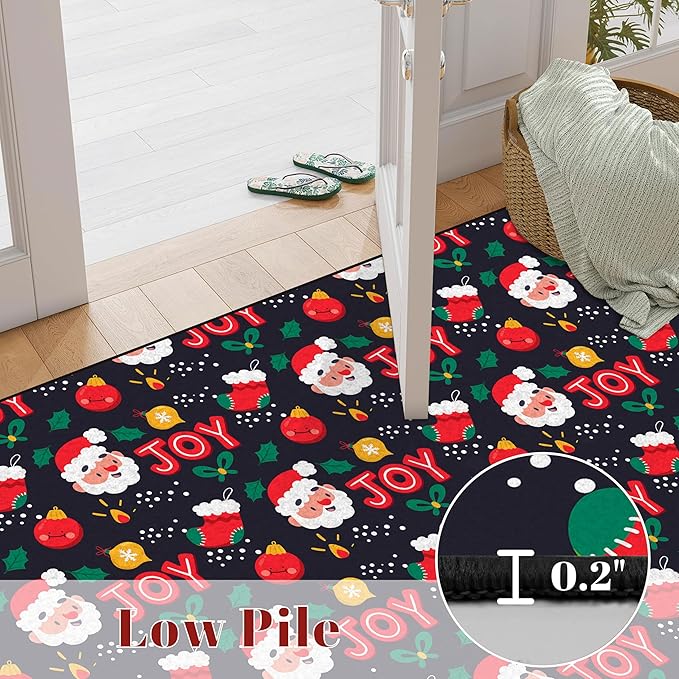 2' X 3' Christmas Rug Santa Claus Area Rugs Washable for Entryway Bedroom Nursery Dorm Laundry Xmas Door Mat for Kids Girls Boys Merry Christmas Indoor Doormat