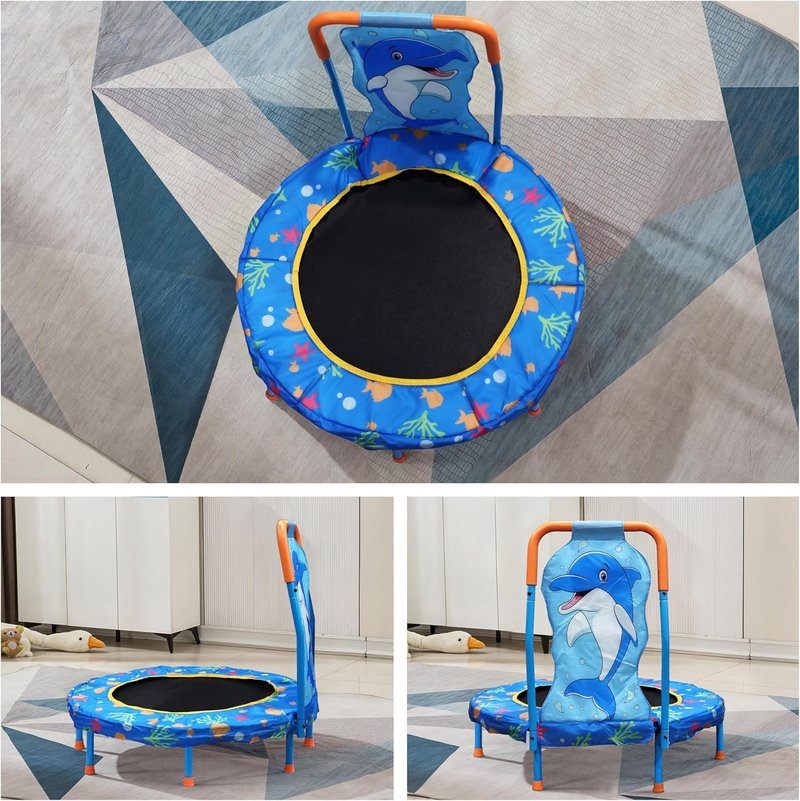 Kids Trampoline - 36-Inch Indoor/Outdoor with Handle Bar & No-Gap Jumping Mat | Safe Bounce Trainer for Toddlers 1-6