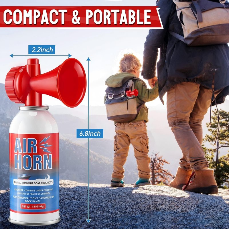 HappyAlley 1 Pack Large Air Horn for Safety 3.5oz, 122dB Very Loud Marine Air Horn for Boat, Coast Guard Approved, Great for Boat & Marine Safety, Sporting Events, Travels, Hiking (Red)