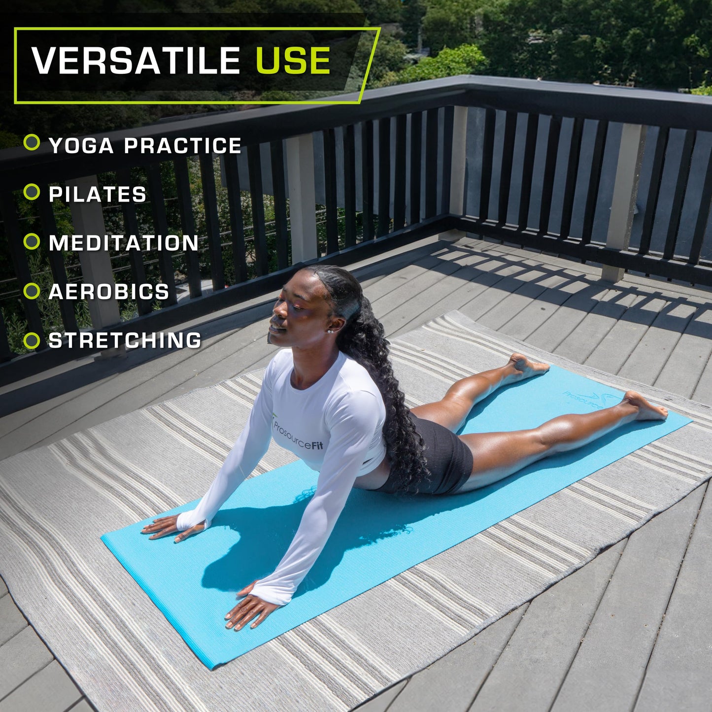 ProsourceFit Classic Yoga Mat Thick 1/8-inch (3mm) Thick, Extra Long 72-inch Lightweight Non-Slip Surface for Fitness, Pilates, or Yoga Exercise, Aqua