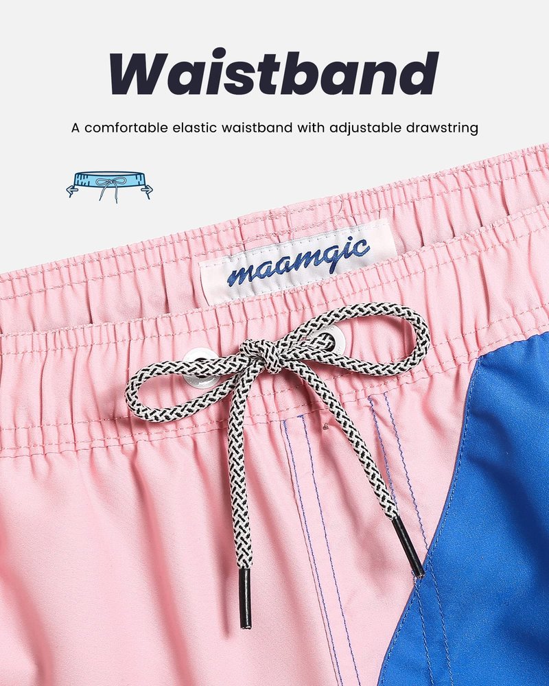 maamgic Mens Swim Trunks Quick Dry Swim Shorts with Mesh Lining Funny Swimwear Bathing Suits 7inch Color Blocking XX-Large