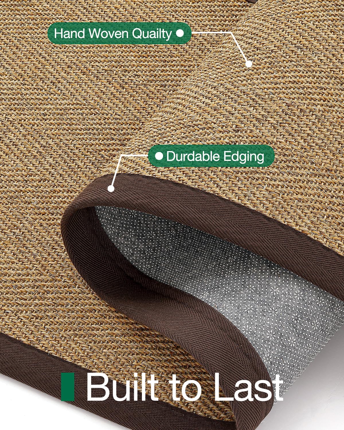 LUMI 3x8 Sisal Runner Rug Non Slip for Hallway, Natural Rustic Carpet No Shedding, Farmhouse Braided Area Mat Indoor High Traffic for Living Room, Entryway, Kitchen, Laundry