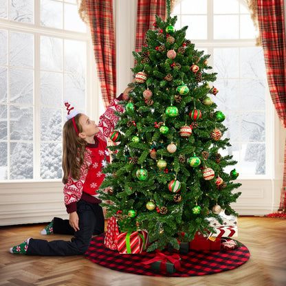 Joiedomi Christmas Tree Skirt 48Inch Buffalo Red and Black Plaid Decor for Xmas New Years Eve Holiday Party Indoor Decoration