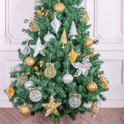 Christmas Ball Ornaments, 4pc Set Gold Pinecone Rattan Thread String Christmas Tree Ornament Xmas Trees Wedding Party Decorations
