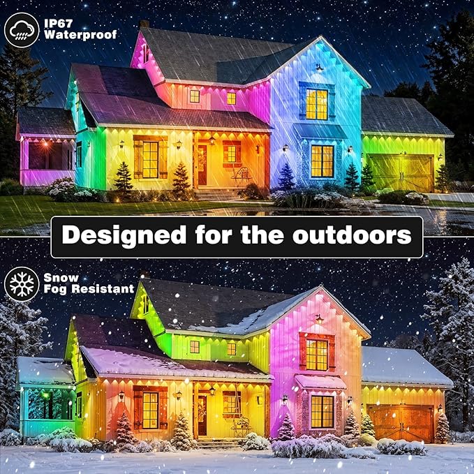 LITSOUL 400FT Permanent Outdoor Lights for House Waterproof, Smart RGB Eave LED Lighting with 16 Million Colors, IP67 Outdoor Strip Lights for Christmas Halloween Holiday Daily Decorations (400FT)
