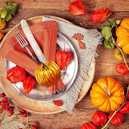 Getfitsoo Thanksgiving Pumpkin Napkin Rings Set of 6, Halloween Napkin Holder, Metal Napkin Rings for Family Gatherings Holiday Party Home Kitchen Dinner Table Setting (Pumpkin)