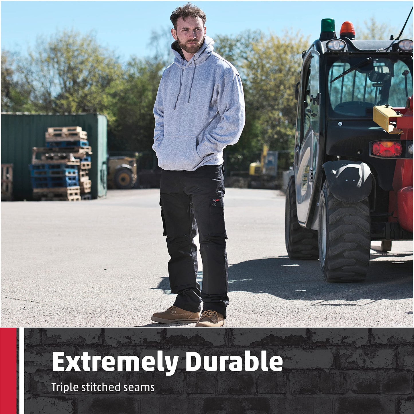 TuffStuff - Pro Work Trousers, 36" Waist, Regular 30" Length - Heavy-Duty Tradesman Trousers with Knee Pad Pockets - Tuck-Away Holster Pockets with YKK Zip & Triple-Stitched Seams - Functional Design