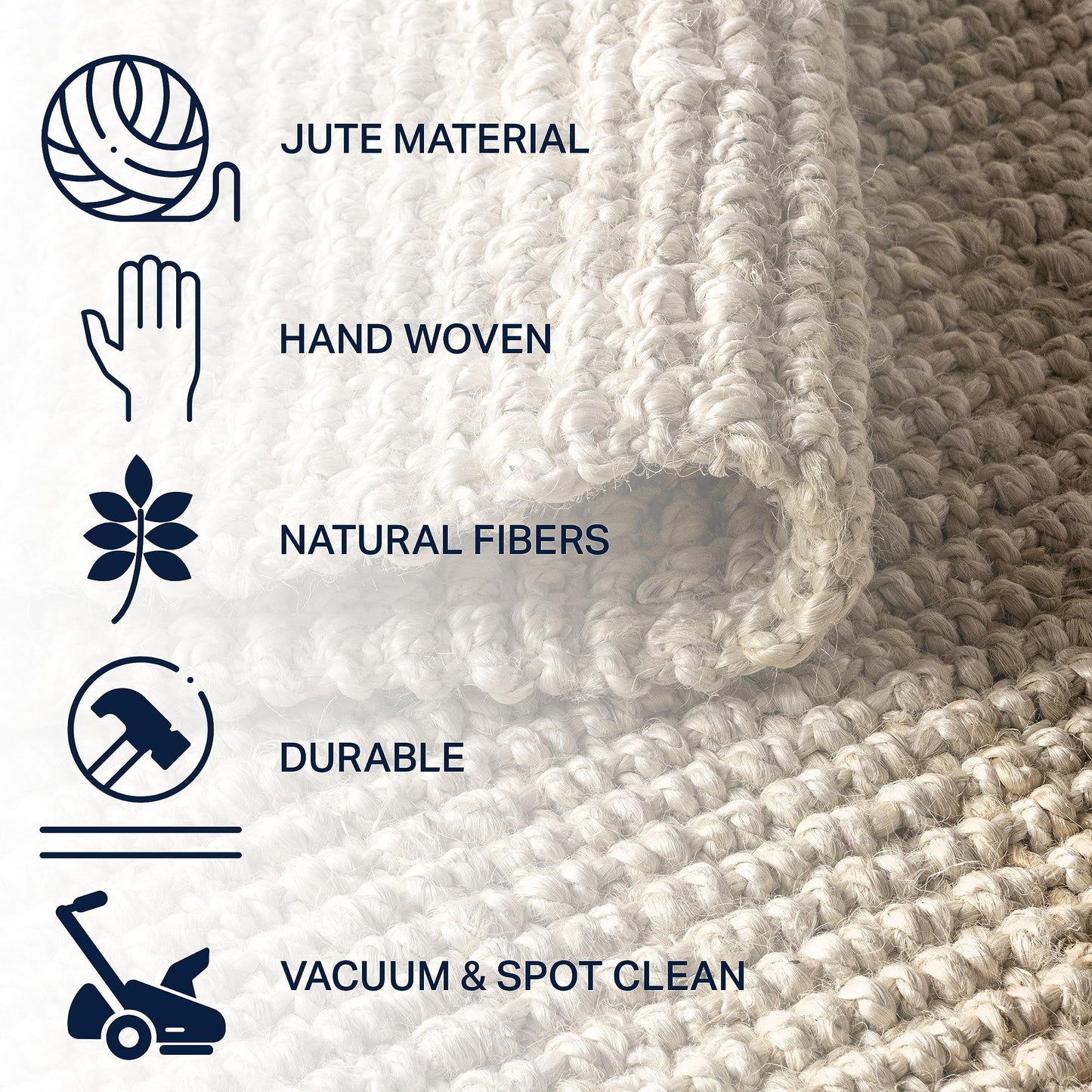 JONATHAN Y Hiro Hand Woven Chunky Jute Ivory Indoor Area Rug, 5x8, Bohemian, Transitional, Easy-Cleaning for Living Room, Bedroom, Kitchen, Pet Friendly, Non-Shedding (NFR103A-5)
