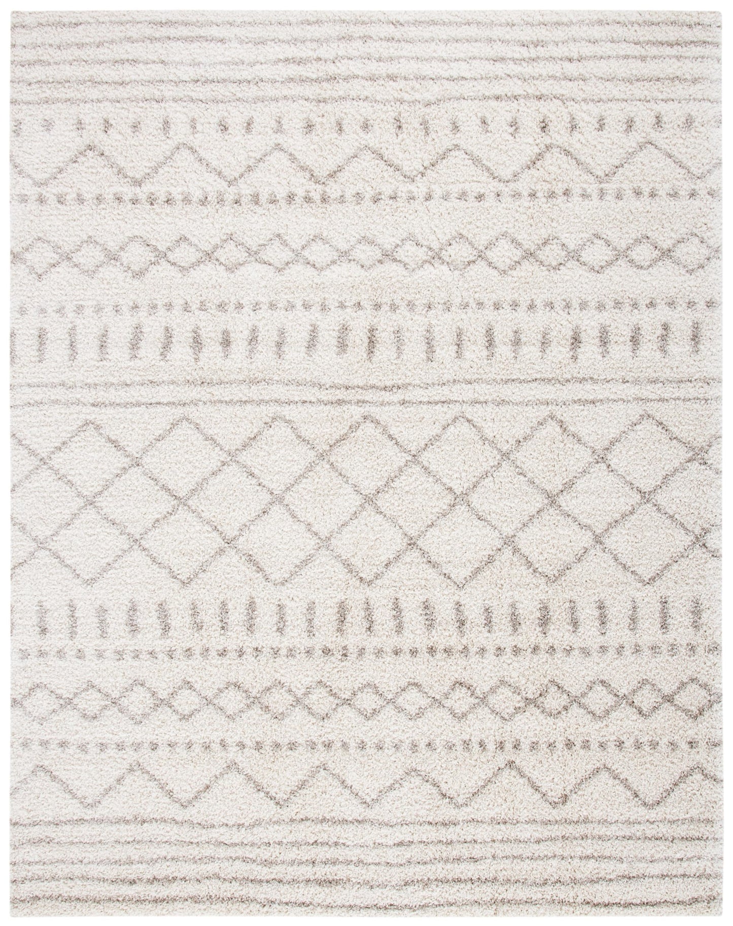SAFAVIEH Arizona Shag Collection Area Rug - 9' Square, Ivory & Beige, Moroccan Boho Design, Non-Shedding & Easy to Clean, Ideal for Living Room, Bedroom, Dining Space (ASG741A)