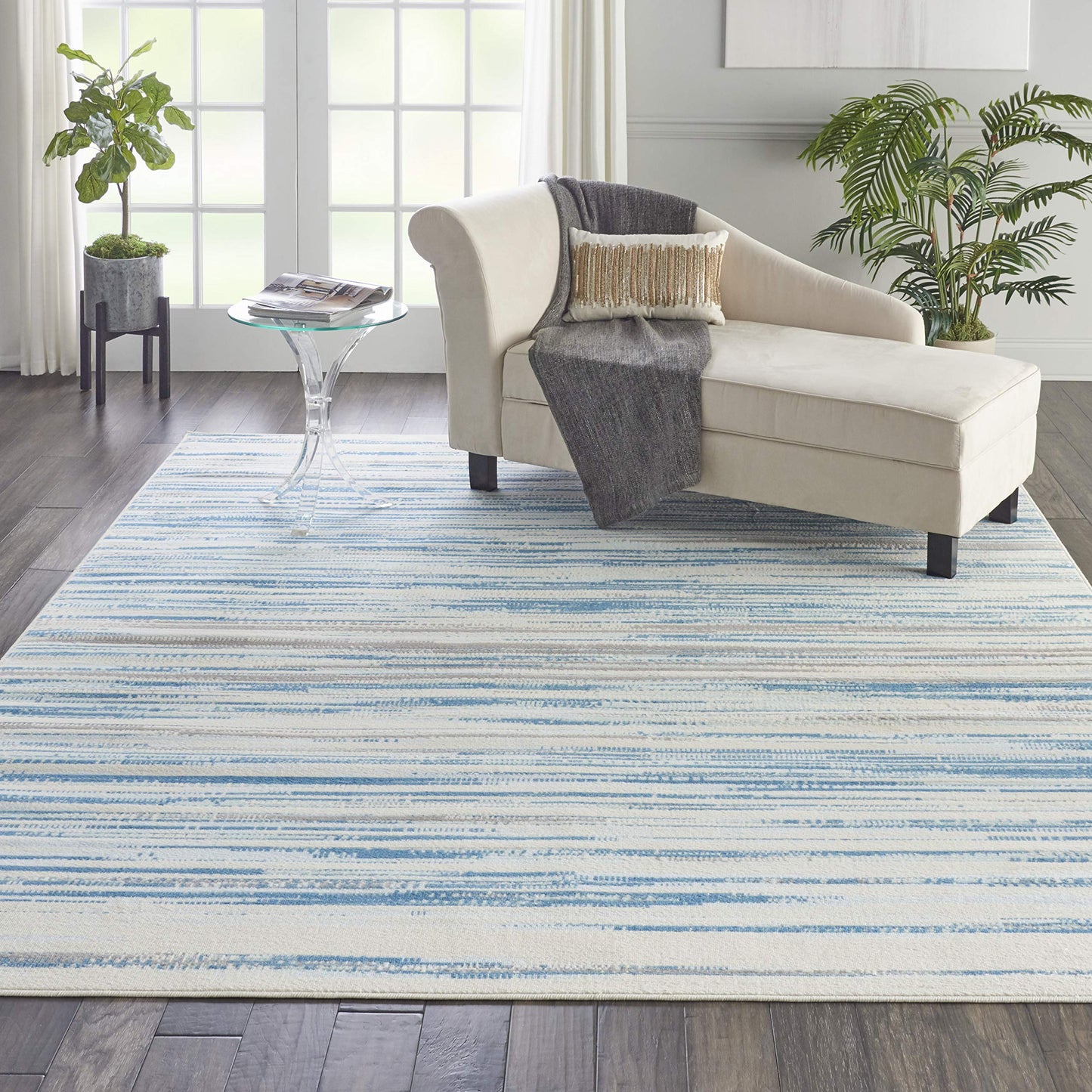 Nourison Home Jubilant Blue 8'6" x 12' Area Rug - Easy Clean, Non Shedding, Bed Room, Living Room, Dining Room, Kitchen (9' x 12')
