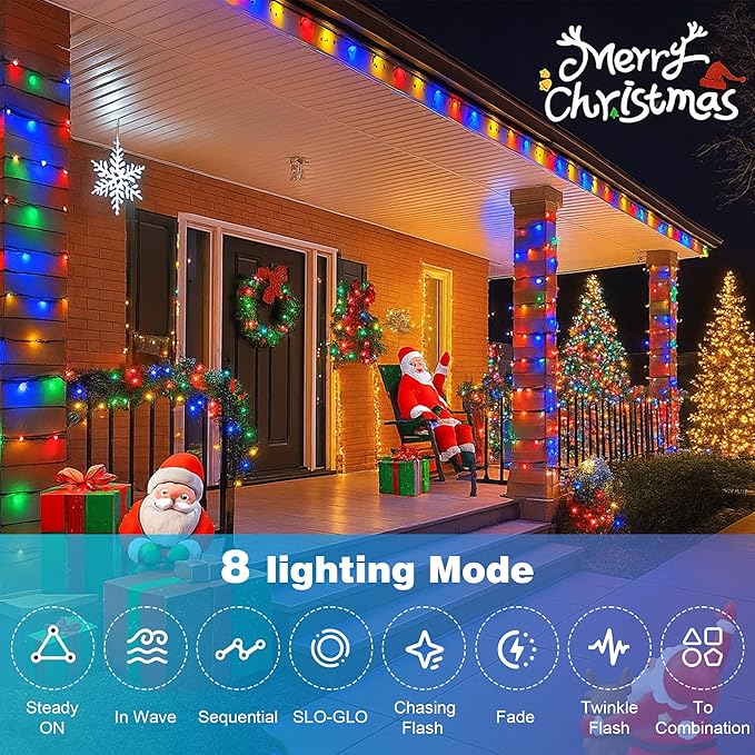 Christmas Lights 500LED 164 FT, Waterproof Christmas Tree Lights with 8 Modes, Remote Control 3 Timers & Memory Function Xmas Decorations for House and Holiday (Multicolor)