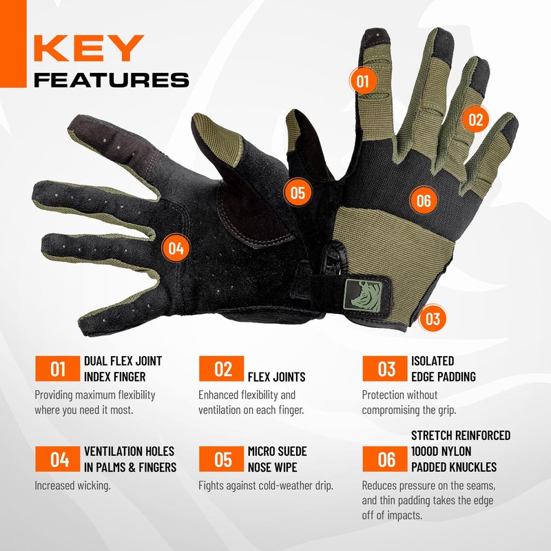 PIG FDT Alpha Full Dexterity Gloves for Shooting Sports, Touchscreen Compatible, Breathable, 1 Pair, Ranger Green, Small