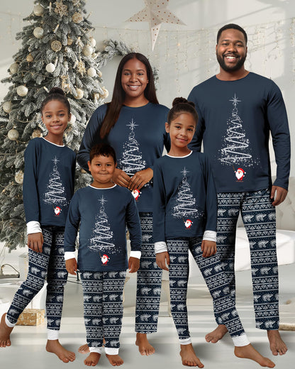 Rnxrbb 2025 Matching Family Christmas Pajamas Holiday Family Christmas Pjs Set Sleepwear Xmas Jammies Men Women Kids Couples,Navy Xmas Fireworks-K-2T