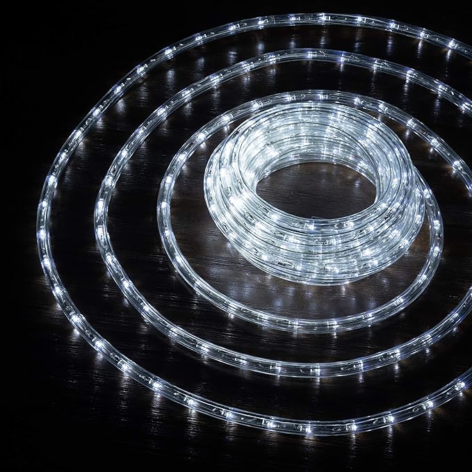 WYZworks 3312LEDs 300ft LED Outside Rope Lights, Outdoor ETL Certified Waterproof Permanent 360 Degree Light Emitting, Flexible Tube, Connectable, Christmas Palm Tree Exterior Landscape, Cool White